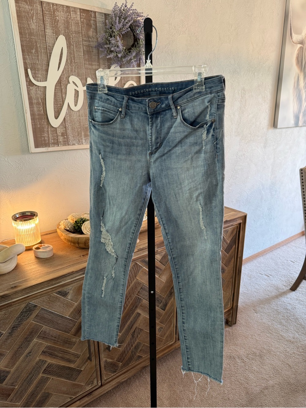 Articles of Society Light Blue Distressed Ankle Jeans